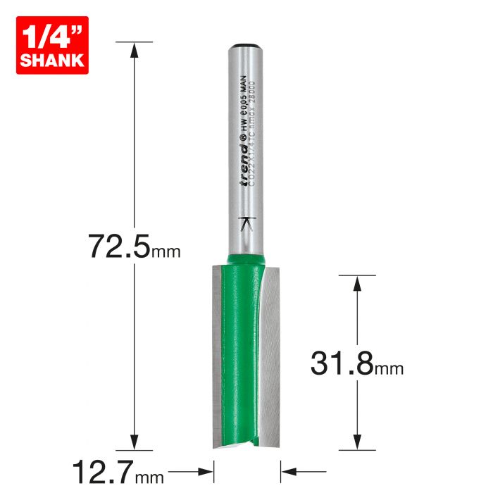 12.7mm DIA x 31.8mm CUT x 1/4" SHANK TWO FLUTE CUTTER TREND