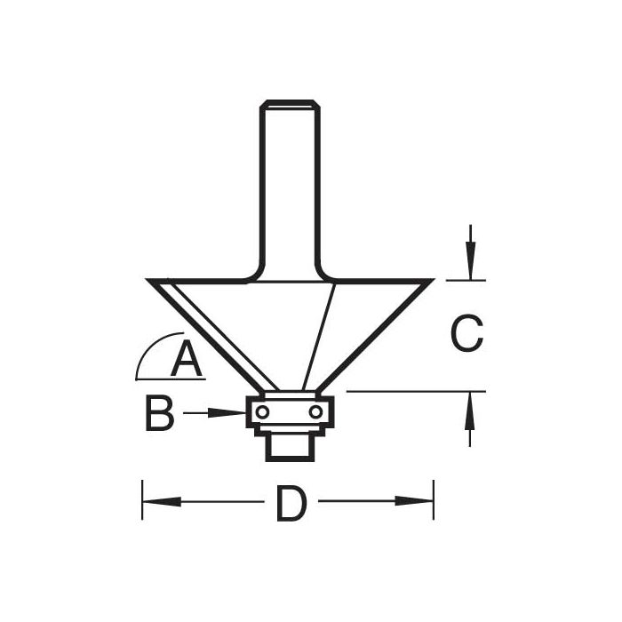 32mm DIA. x 12.7 CUT x 45 DEG. 1/4" SHANK SELF GUIDED CHAMFER TREND