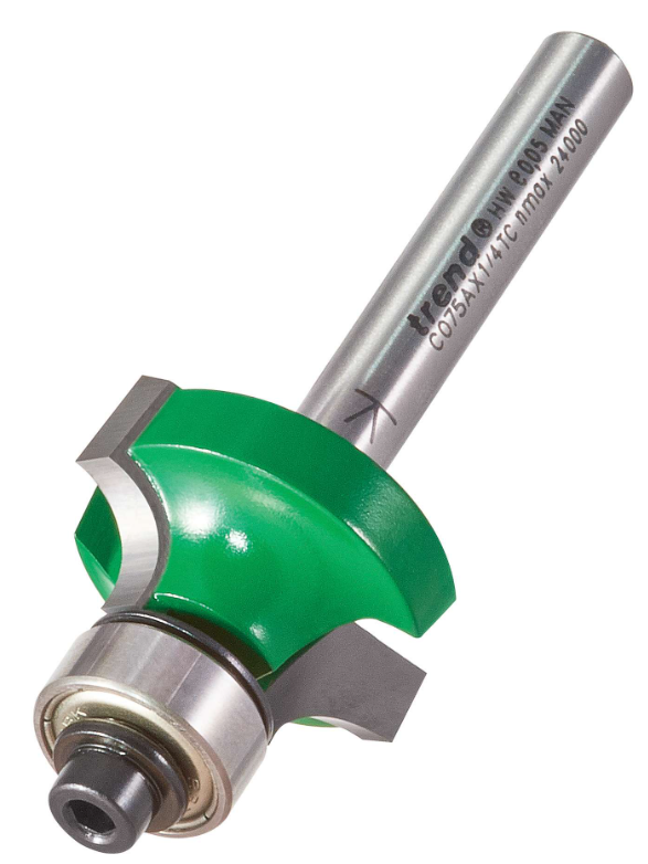 6.0mm RAD x 12mm CUT x 1/4" SHANK BEARING GUIDED OVOLO CUTTER TREND