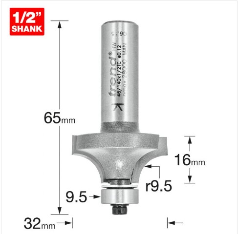 51mm x 1/2" SHANK BEARING GUIDED OVOLO CUTTER