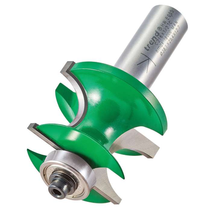 38.1mm DIA x 26mm CUT x 9.5mm RAD x 1/2" SHANK BEARING GUIDED CORNER BEAD