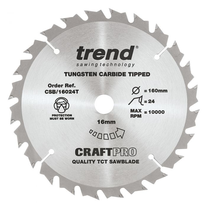 160mm x 24TH x 20mm BORE TCT SAW BLADE TREND