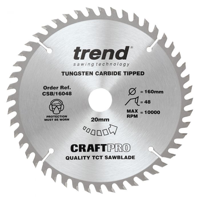 160mm x 48TH x 20mm BORE TCT SAW BLADE TREND