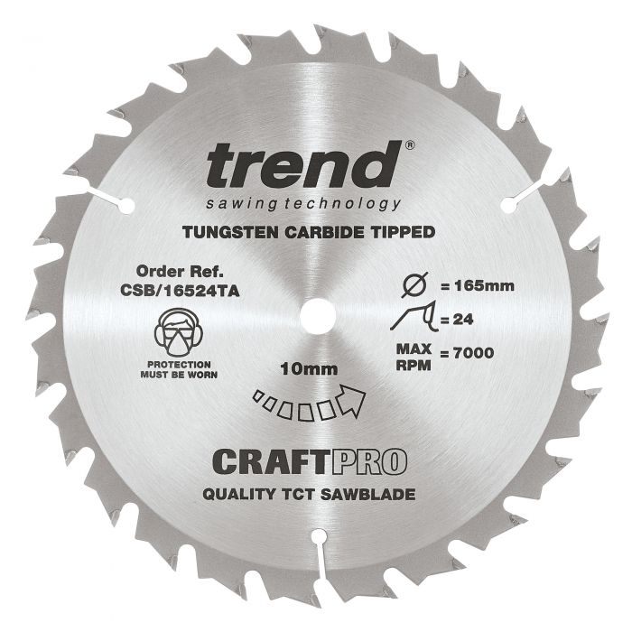165mm x 24TH x 10mm BORE TCT SAW BLADE TREND