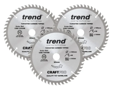 165mm x 48TH x 20mm BORE TCT SAW BLADE PACK-QTY-3 TREND