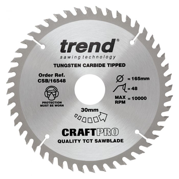 165mm x 48TH x 30mm BORE TCT SAW BLADE TREND