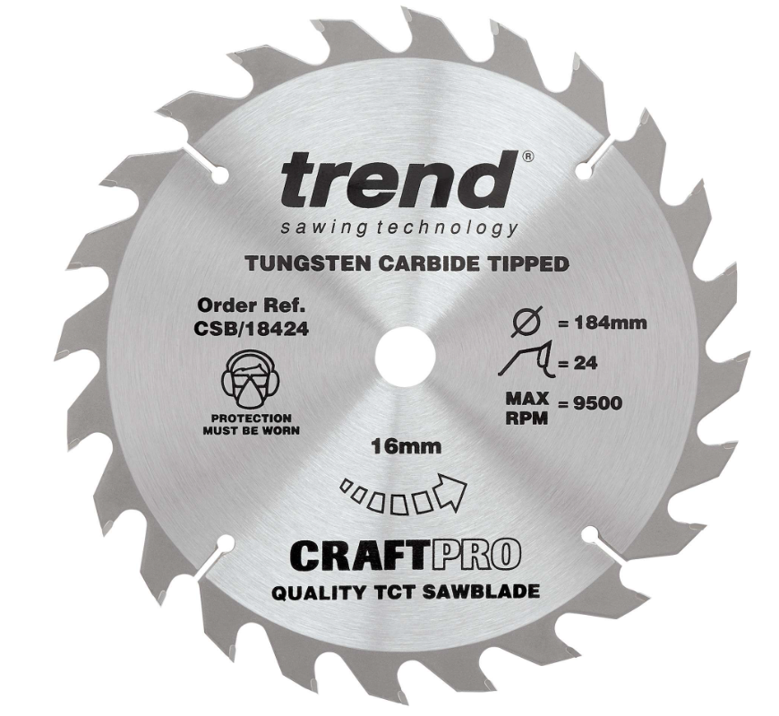 184mm x 24TH x 16mm BORE TCT SAW BLADE TREND