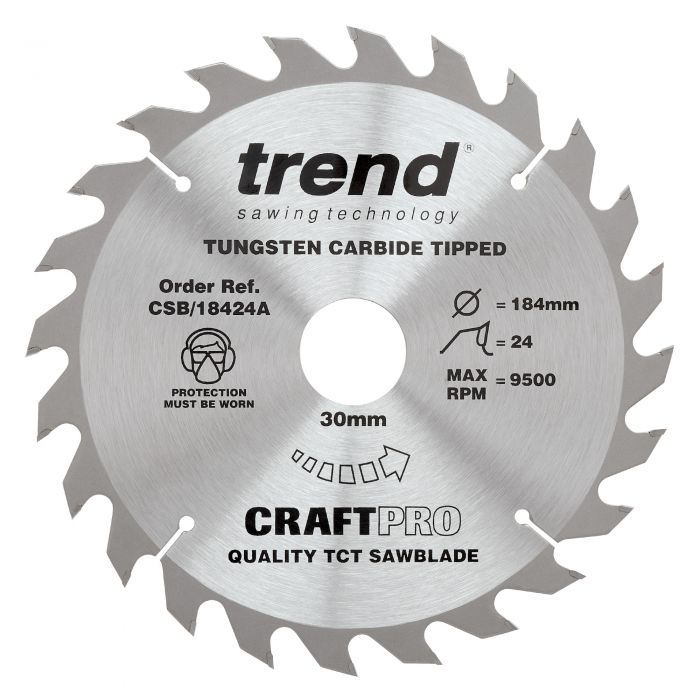 184mm x 24TH x 30mm BORE TCT SAW BLADE TREND