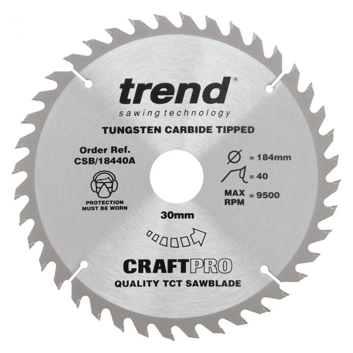 184mm x 40TH x 30mm BORE TCT SAW BLADE TREND