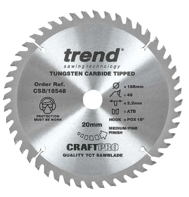 185mm x 48TH x 20mm BORE TCT SAW BLADE TREND