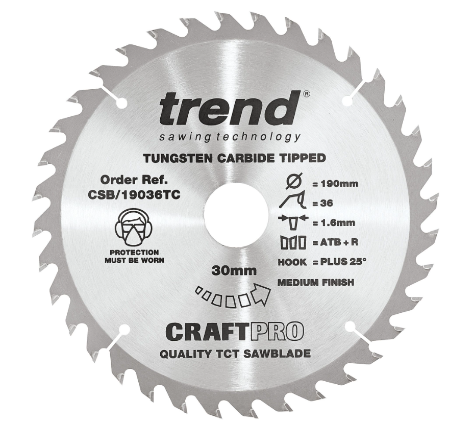 190mm x 36TH x 30mm BORE TCT SAW BLADE TREND