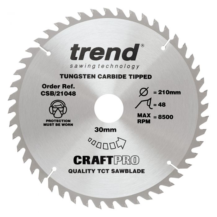 210mm x 48TH x 30mm BORE TCT SAW BLADE TREND