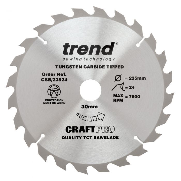 235mm x 24TH x 30mm BORE TCT SAW BLADE TREND