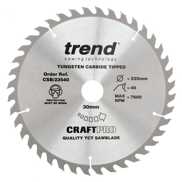 235mm x 40TH x 30mm BORE TCT SAW BLADE TREND