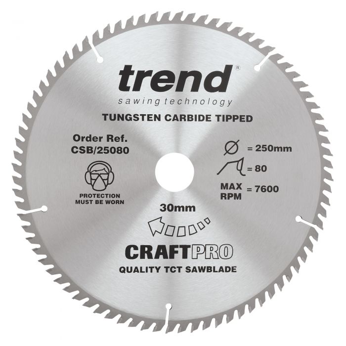 250mm x 80TH x 30mm BORE TCT SAW BLADE TREND