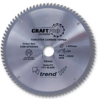 250mm x 84TH x 30mm BORE TCT SAW BLADE TREND