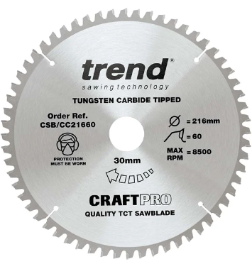 184mm x 60TH x 16mm BORE TCT SAW BLADE TREND