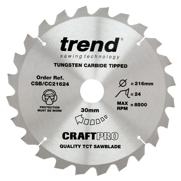 216mm x 24TH x 30mm BORE TCT SAW BLADE TREND