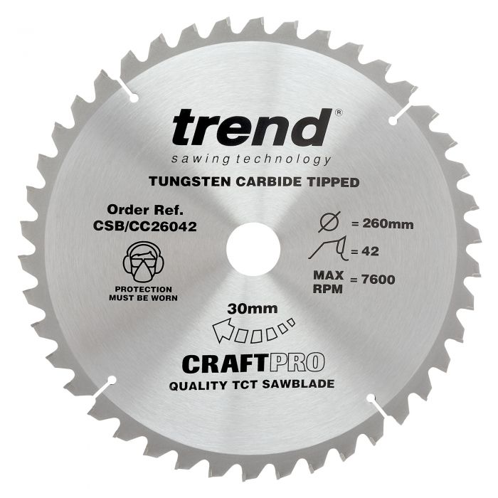 260mm x 42TH x 30mm BORE TCT SAW BLADE TREND