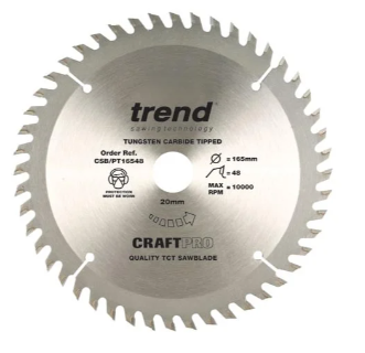 165mm x 48TH x 20mm BORE TCT SAW BLADE TREND