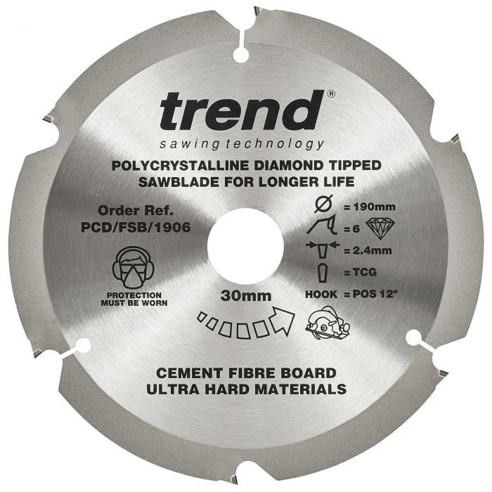 190mm x 6TH x 30mm BORE FIBRE CEMENT SAWBLADE TREND