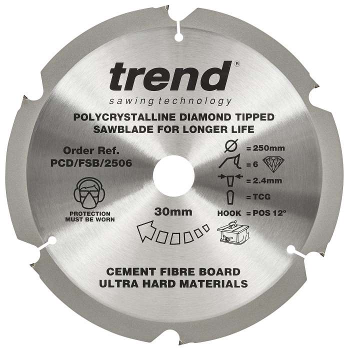 250mm x 6TH x 30mm BORE FIBRE CEMENT SAWBLADE TREND