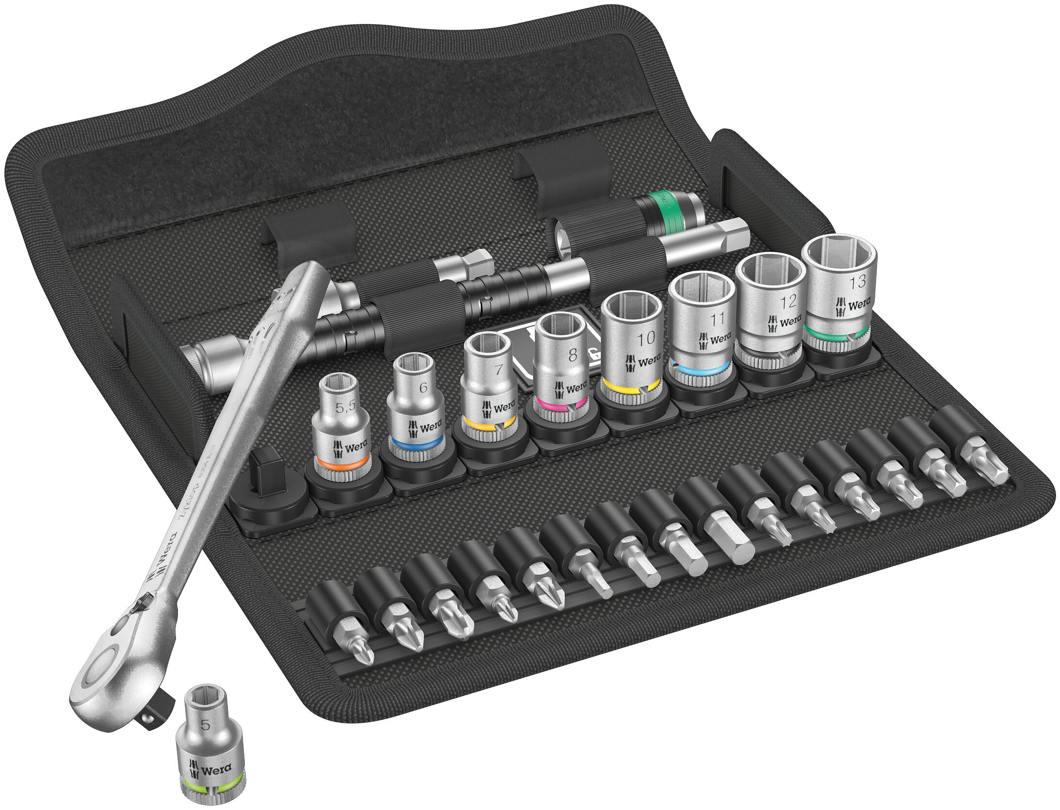 1/4" DRIVE SLIM RATCHET + SOCKET SET 28-PCE