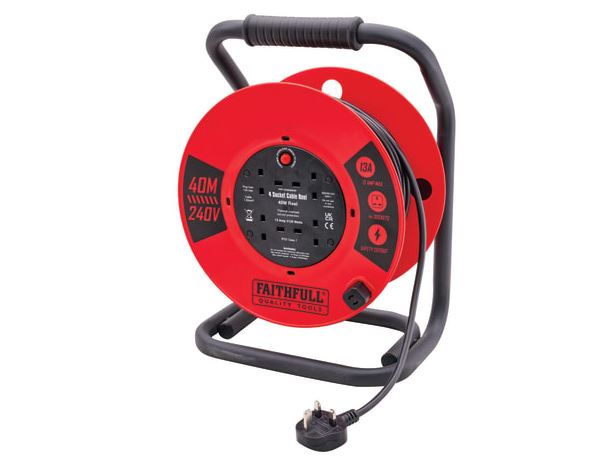 40 METRE OPEN DRUM HEAVY DUTY CABLE REEL 240V FAITHFULL